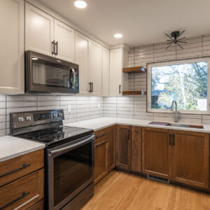 Custom cabinets and features from a kitchen remodel.