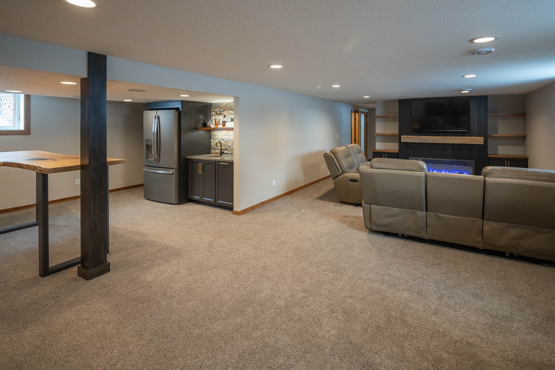 Basement Bar and Living Room Remodel